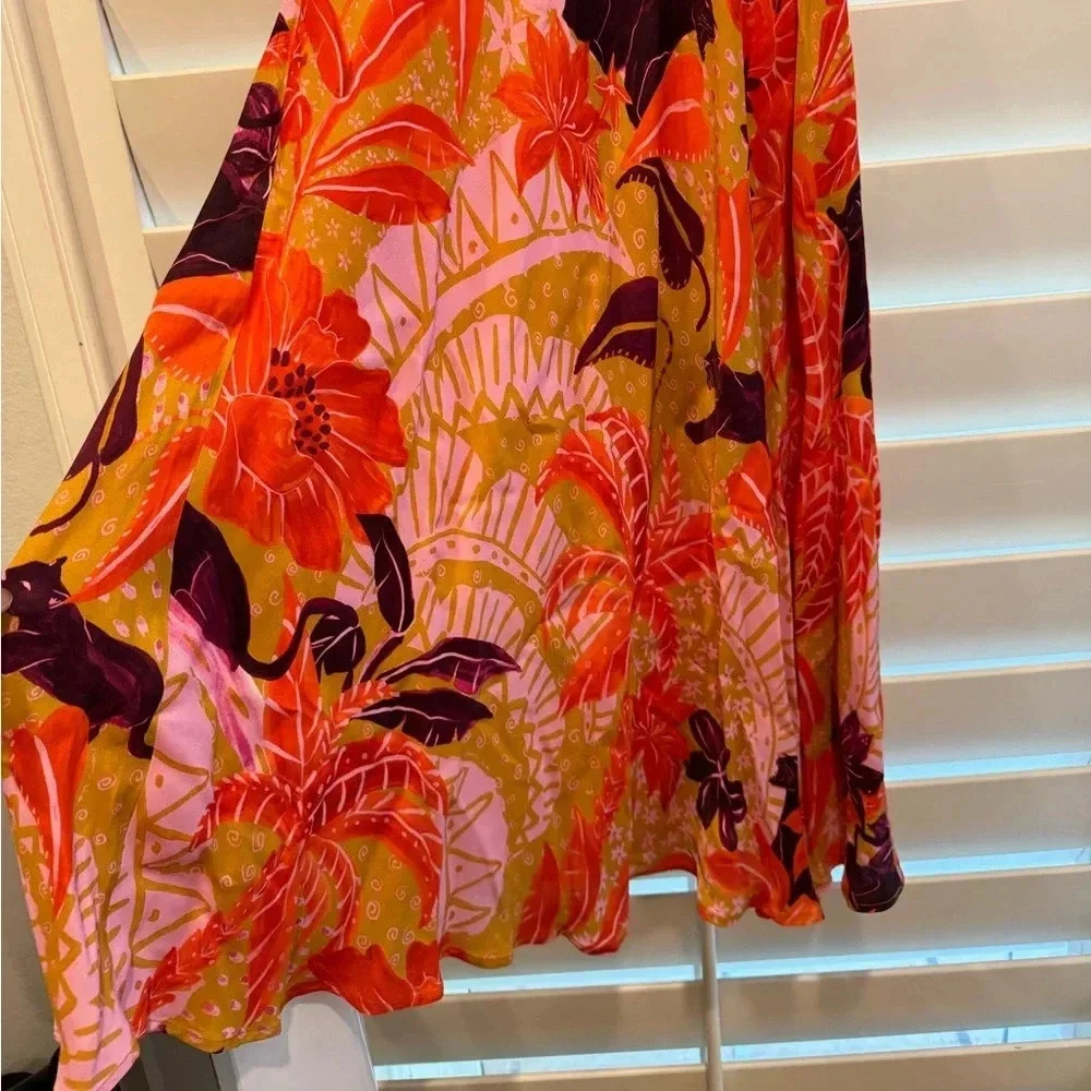 FARM RIO NWT Jungle Panther Print Cinch Keyhole Puff Sleeve Midi Dress S - Picture 11 of 15